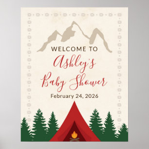 Camping Skog Baby Shower Välkomstskylt Poster