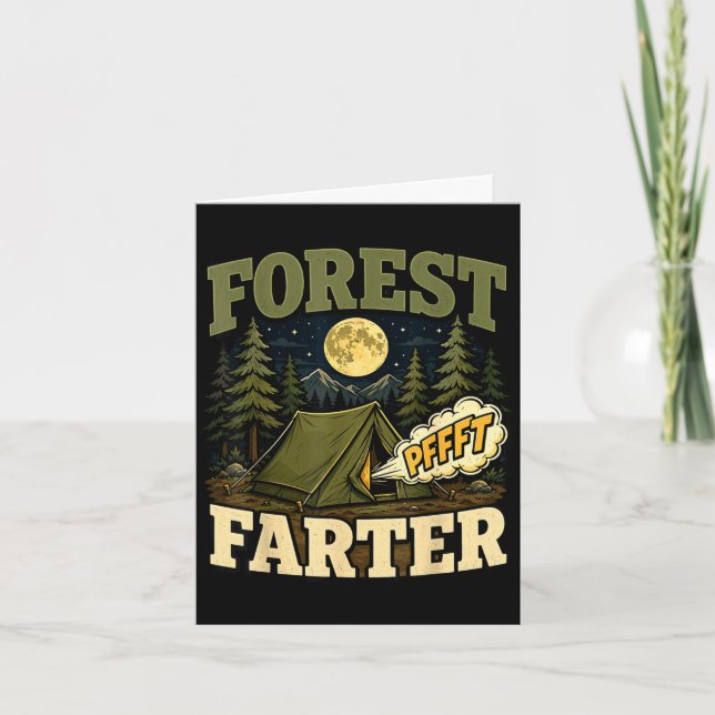 Camping skog farter tält humor  kort (Framsida)