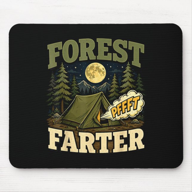 Camping skog farter tält humor  musmatta (Framsidan)