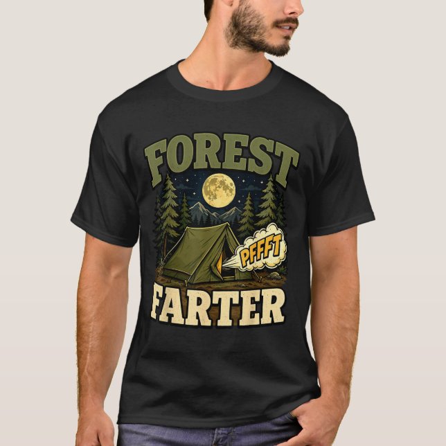 Camping skog farter tält humor  t shirt (Framsida)