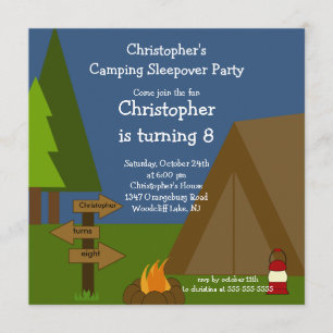 Camping Sleepover Boys Birthday Inbjudan