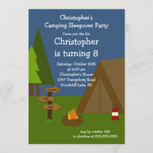 Camping Sleepover Boys Birthday Inbjudan