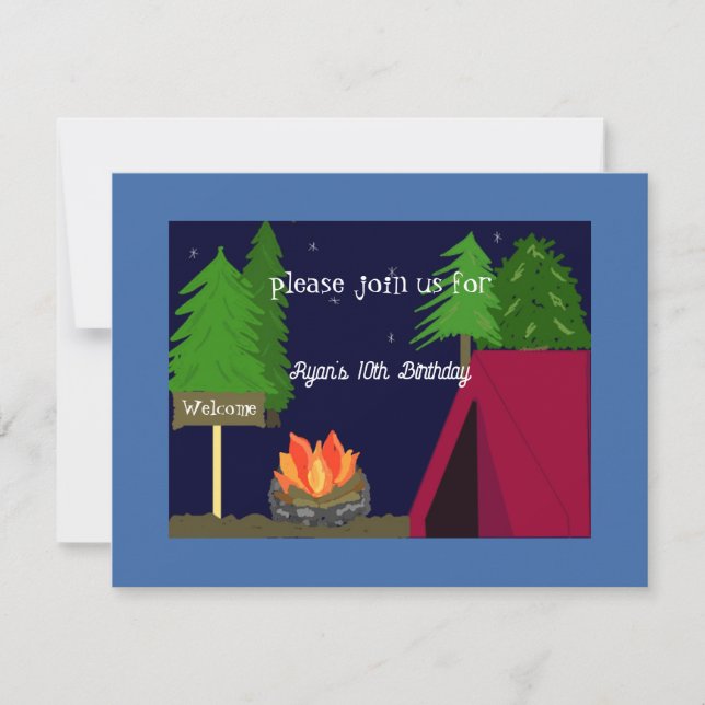Camping Sleepover Födelsedagsfest inbjudan (Framsida)