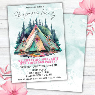 Camping Sleepover Födelsedagsfest inbjudan
