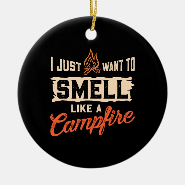 Camping - Smell som en Campfire Julgransprydnad Keramik (Framsidan)