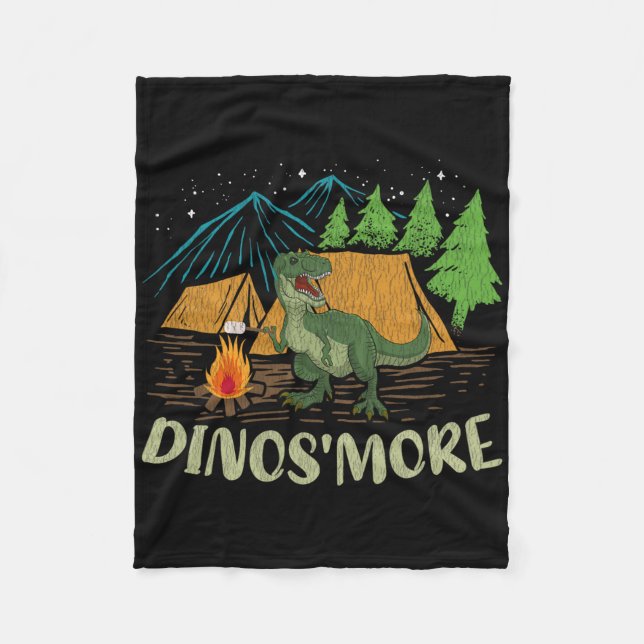 Camping S'more Dinosaur Älskare Rolig Dinosaurie C Fleecefilt (Framsidan)