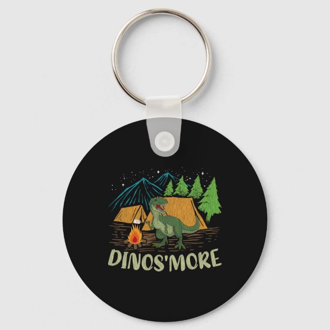 Camping S'more Dinosaur Älskare Rolig Dinosaurie C Nyckelring (Framsida)