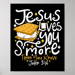 Camping Smore Jesus älskar dig John Bibelvers Chr Poster