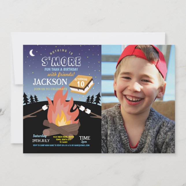 Camping S'more Party Camp Fire Photo Investigation Inbjudningar (Framsida)