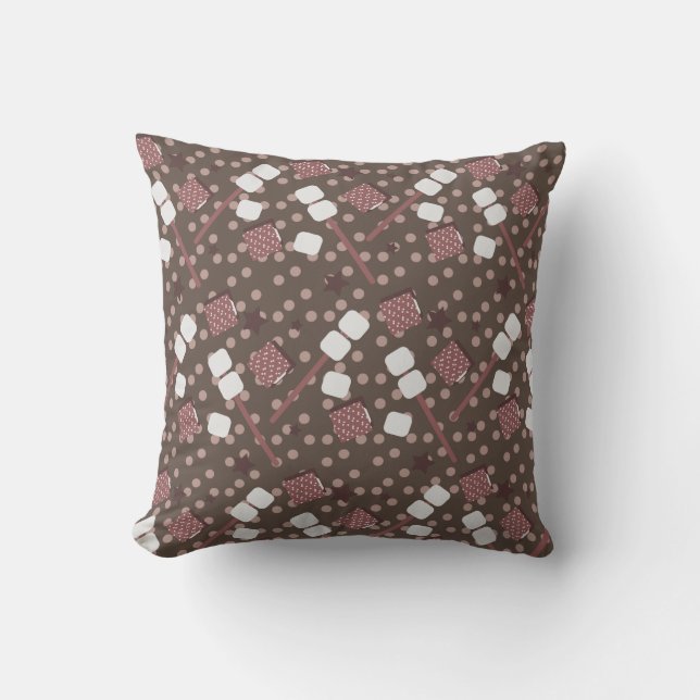 Camping Smores Marshmallow Biscuits Campfire Kudde (Framsida)