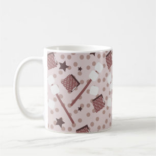 Camping Smores-marshmallows kex lägereld Rosa Kaffemugg