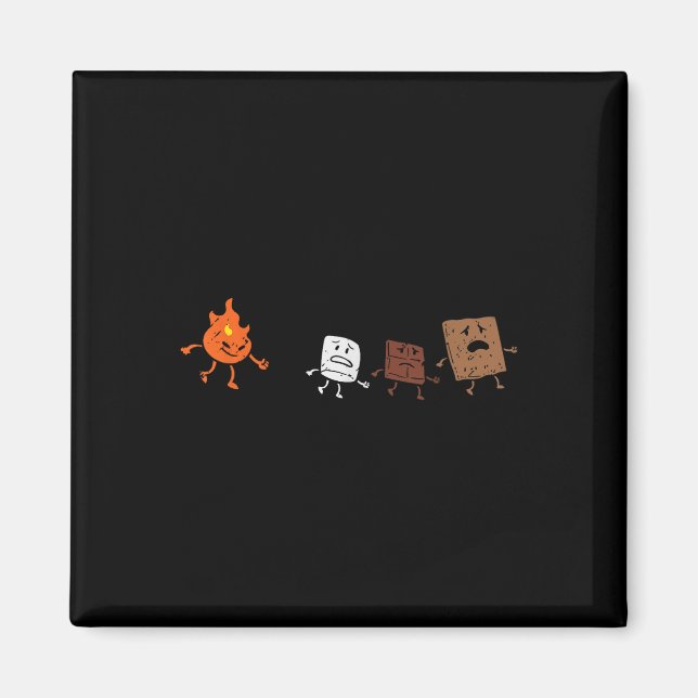 Camping Smores Running Fire Funny Group Hug Manar  Magnet (Framsidan)
