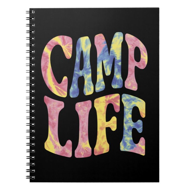 Camping Sommar Tjejläger Livet Tie-Die Retro  Anteckningsbok (Framsidan)