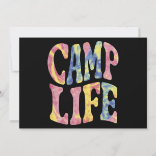 Camping Sommar Tjejläger Livet Tie-Die Retro Inbjudningar