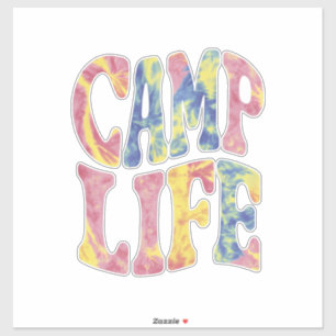Camping Sommar Tjejläger Livet Tie-Die Retro Klistermärken
