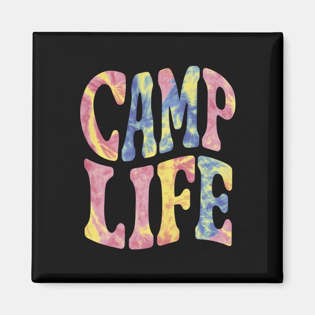 Camping Sommar Tjejläger Livet Tie-Die Retro  Magnet (Framsidan)