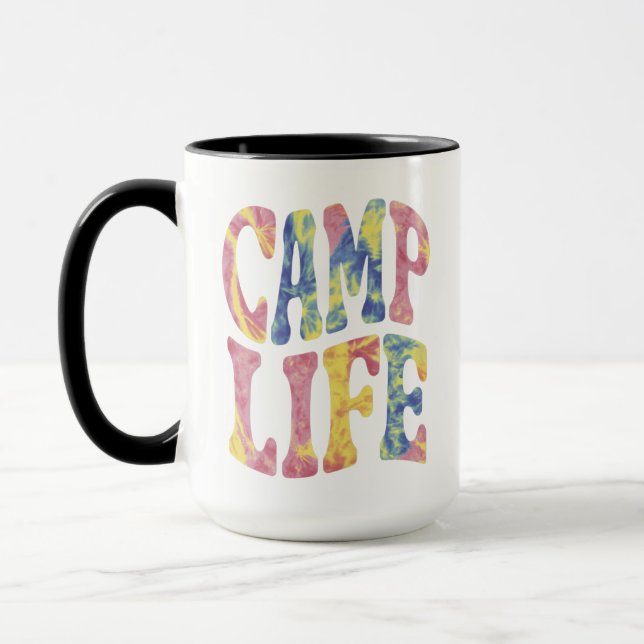 Camping Sommar Tjejläger Livet Tie-Die Retro  Mugg (Vänster)