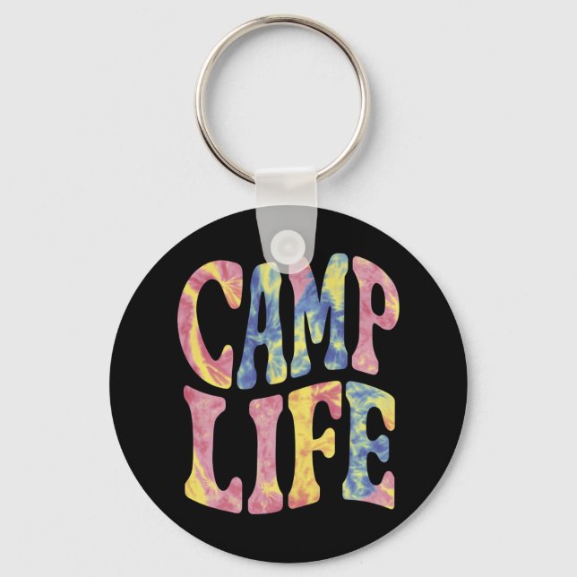 Camping Sommar Tjejläger Livet Tie-Die Retro  Nyckelring (Framsida)