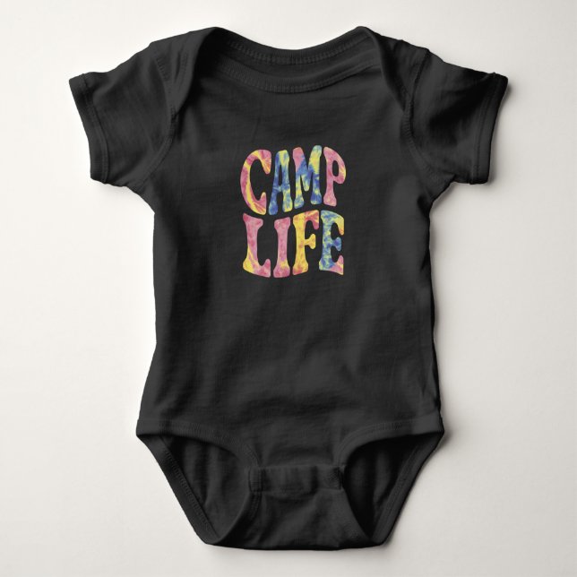 Camping Sommar Tjejläger Livet Tie-Die Retro  T Shirt (Framsida)