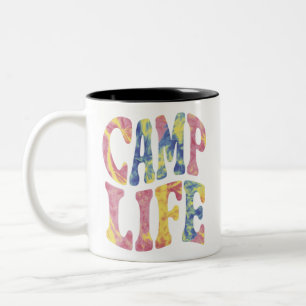 Camping Sommar Tjejläger Livet Tie-Die Retro Två-Tonad Mugg