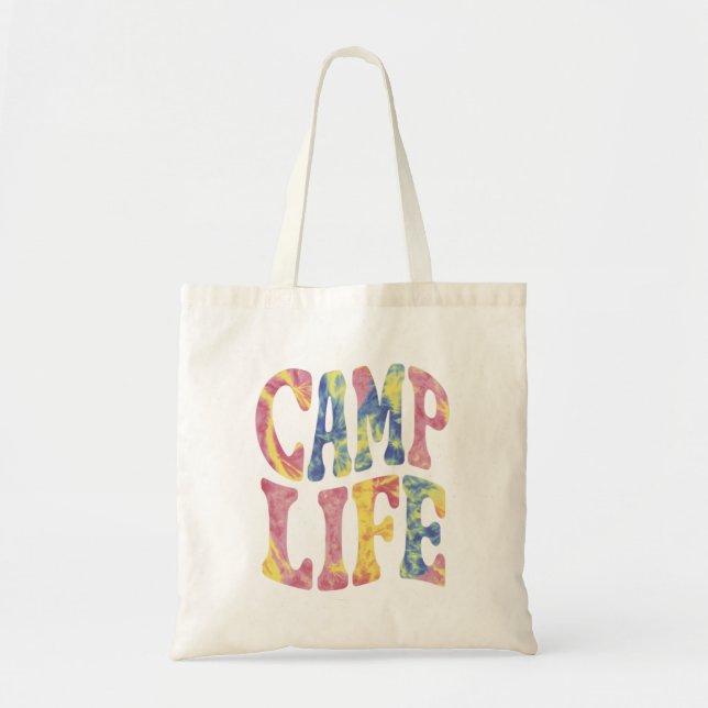 Camping Sommar Tjejläger Livet Tie-Die Retro  Tygkasse (Framsidan)