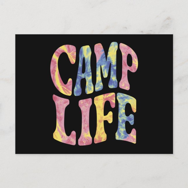 Camping Sommar Tjejläger Livet Tie-Die Retro  Vykort (Framsida)