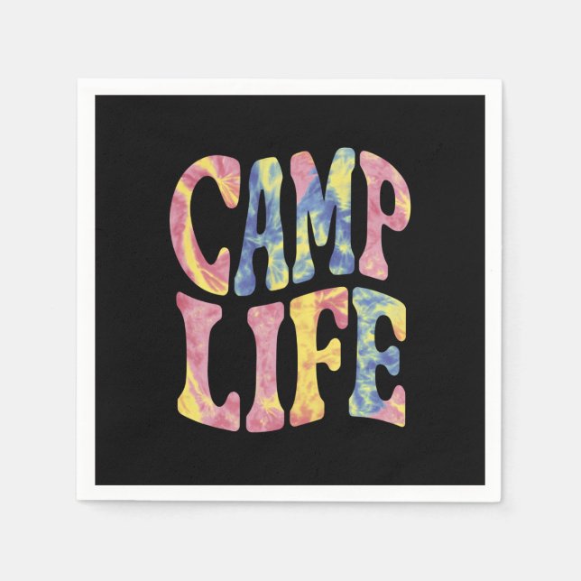 Camping Sommar Tjejläger Livet Tie-Dye Retro  Pappersservett (Framsidan)