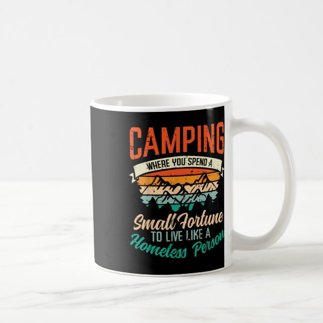 Camping spendera förmögenhet rolig humor campare m kaffemugg (Höger)