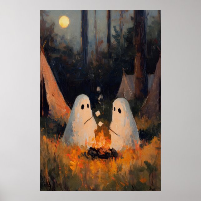 Camping Spöken, Vintage Affisch, Gothic Art Affisc Poster (Framsidan)