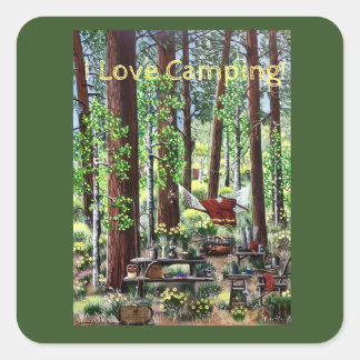 Camping Sticker Fyrkantigt Klistermärke