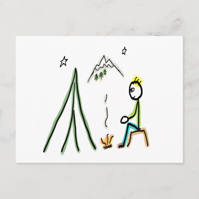 Camping Stickman Vykort (Framsida)