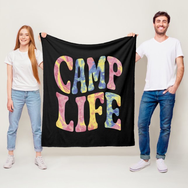 Camping Summer Girls Camp Life Tie-Die Retro Fleecefilt (På plats)