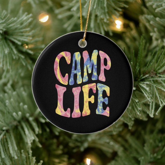 Camping Summer Girls Camp Life Tie-Die Retro Julgransprydnad Keramik (Träd)