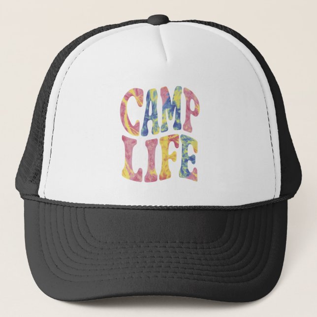 Camping Summer Girls Camp Life Tie-Die Retro Keps (Framsida)