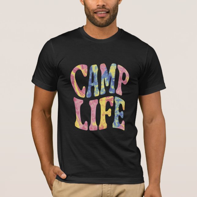Camping Summer Girls Camp Life Tie-Die Retro T Shirt (Framsida)