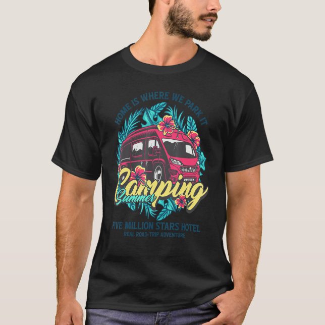 Camping Summer Transit Van T Shirt (Framsida)
