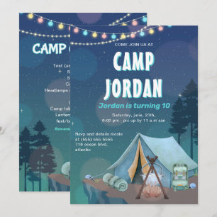 Camping Tält Bonfire Boy Birthday-inbjudan Inbjudningar