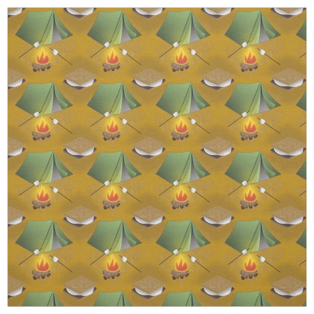 Camping Tält Campfire and Smores Mönster Tyg (Provkarta)