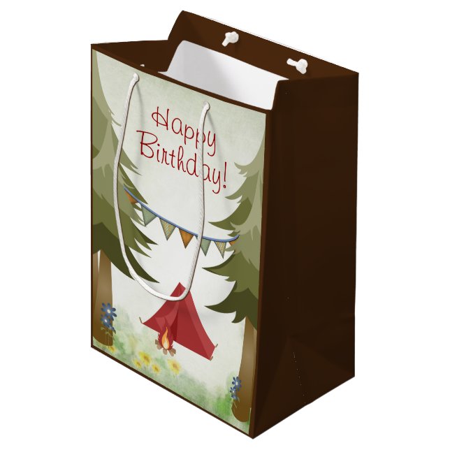 Camping, Tält, Campfire, Flowers Woodland Birthday (Framsidan Vinklad)