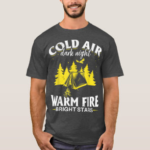 Camping Tält kall luft, mörk natt, varm eldbricka T Shirt