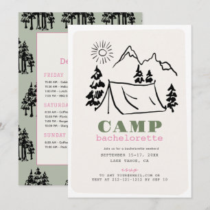 Camping Tält Mountain Bachelorette Party Inbjudningar