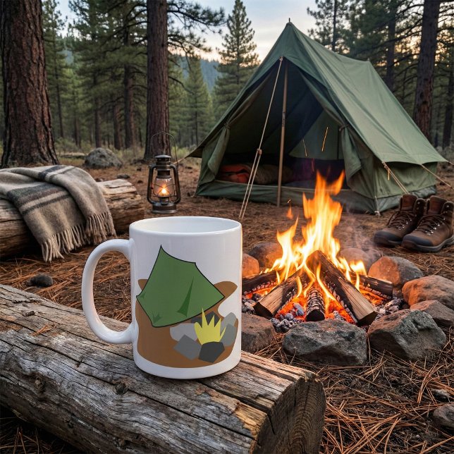 Camping Tält och Campfire Outdoor Äventyr Kaffemugg (Skapare uppladdad)