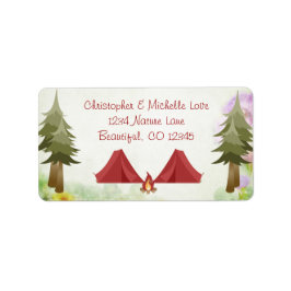 Camping, Tält och Campfire, Woodland Adress Adressetikett