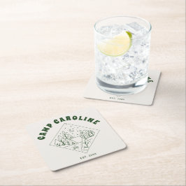 Camping tema Söndagskväll Green Underlägg Papper Kvadrat