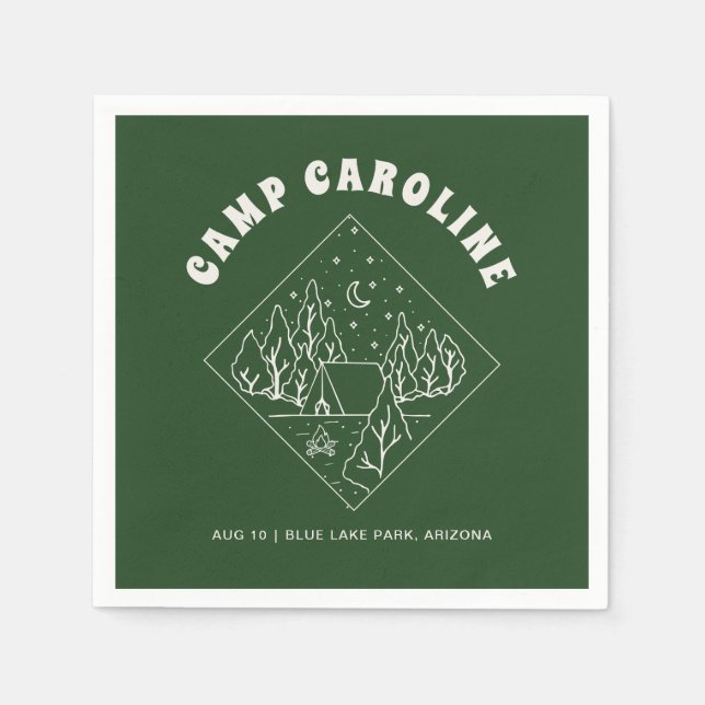 Camping tema Söndagsparty Grön Pappersservett (Framsidan)