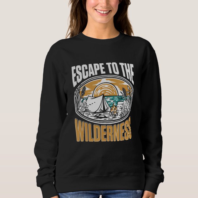 Camping Tent Escape to the wilderness T Shirt (Framsida)