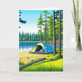 Camping Théed Tält i Skogen på födelsedagen Kort
