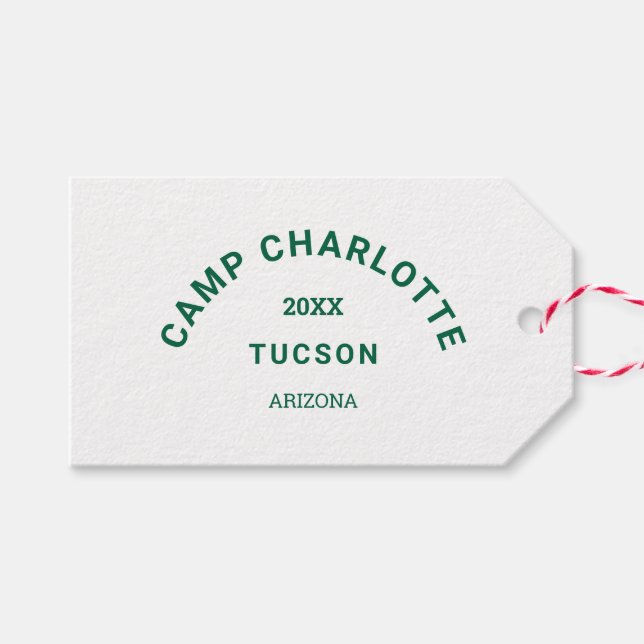 Camping Theme Bachelorette Forest Grönt Vapensköld Presentetikett (Framsidan (Horizontal))