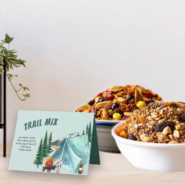 Camping Theme Editable Party Food Label Tält-tecke Tack Kort