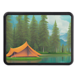 Camping Themed Art | Tält vid Sjö i Skogen Dragkroksskydd